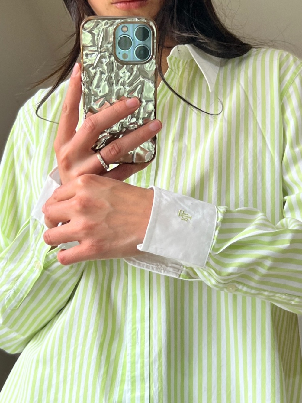 Ralph Lauren Stripped Button-Down Shirt with Monogrammed cuff